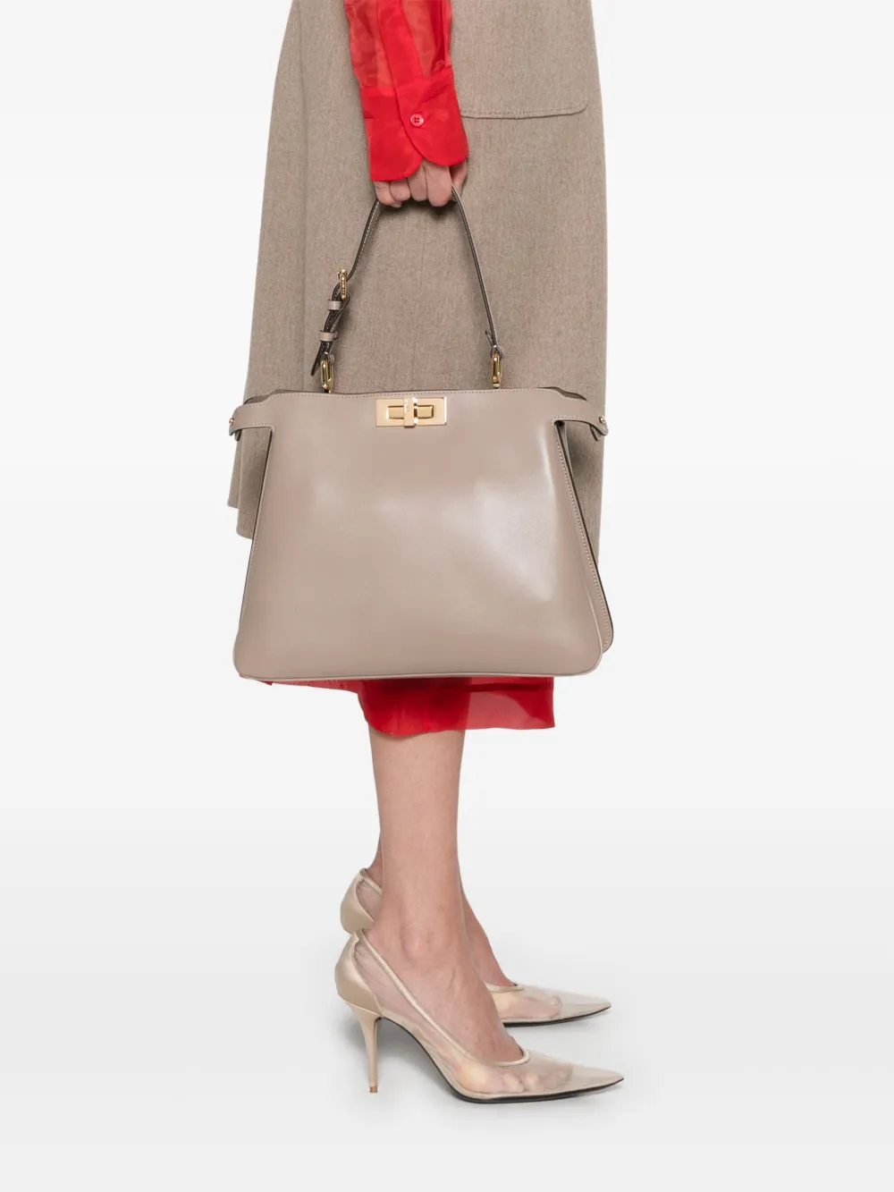Сумка на плечо Peekaboo среднего размера FENDI, нейтральный — фото 2