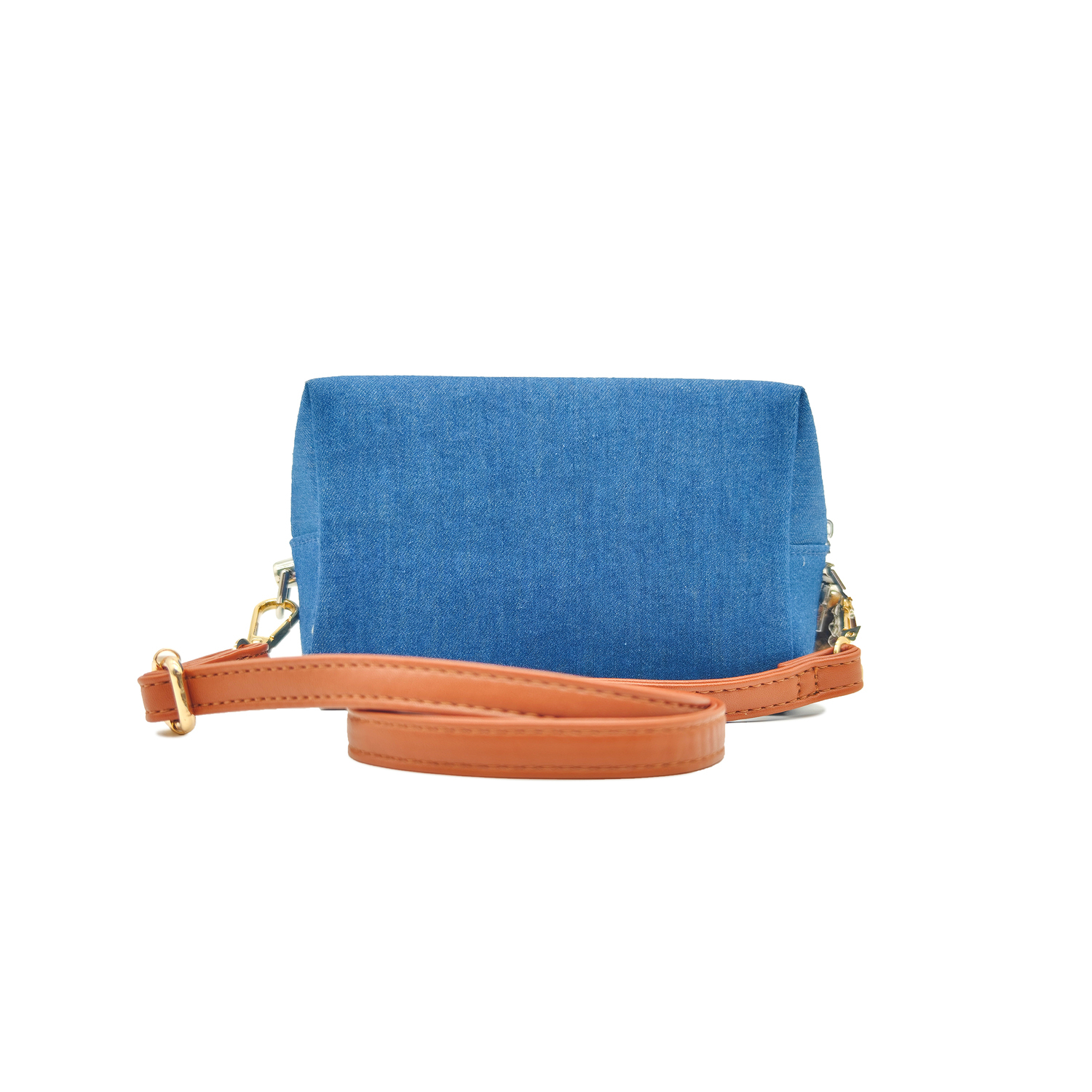 DIOR Косметичка YXYY Blue Embroidered Heartfelt Words, Emotional Rhythms, элегантная винтажная, с пуговицами, из голубого денима — фото 4