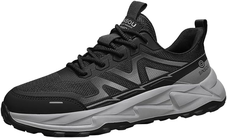 

Мужские повседневные дышащие кроссовки из сетки, круглый носок, толстая подошва, противоскользящие, на шнуровке Igzbibg, черный