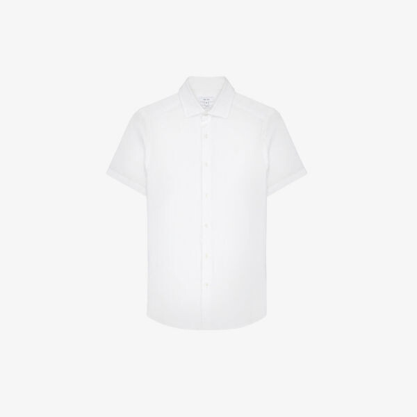 

Праздничная льняная рубашка узкого кроя Reiss, белый