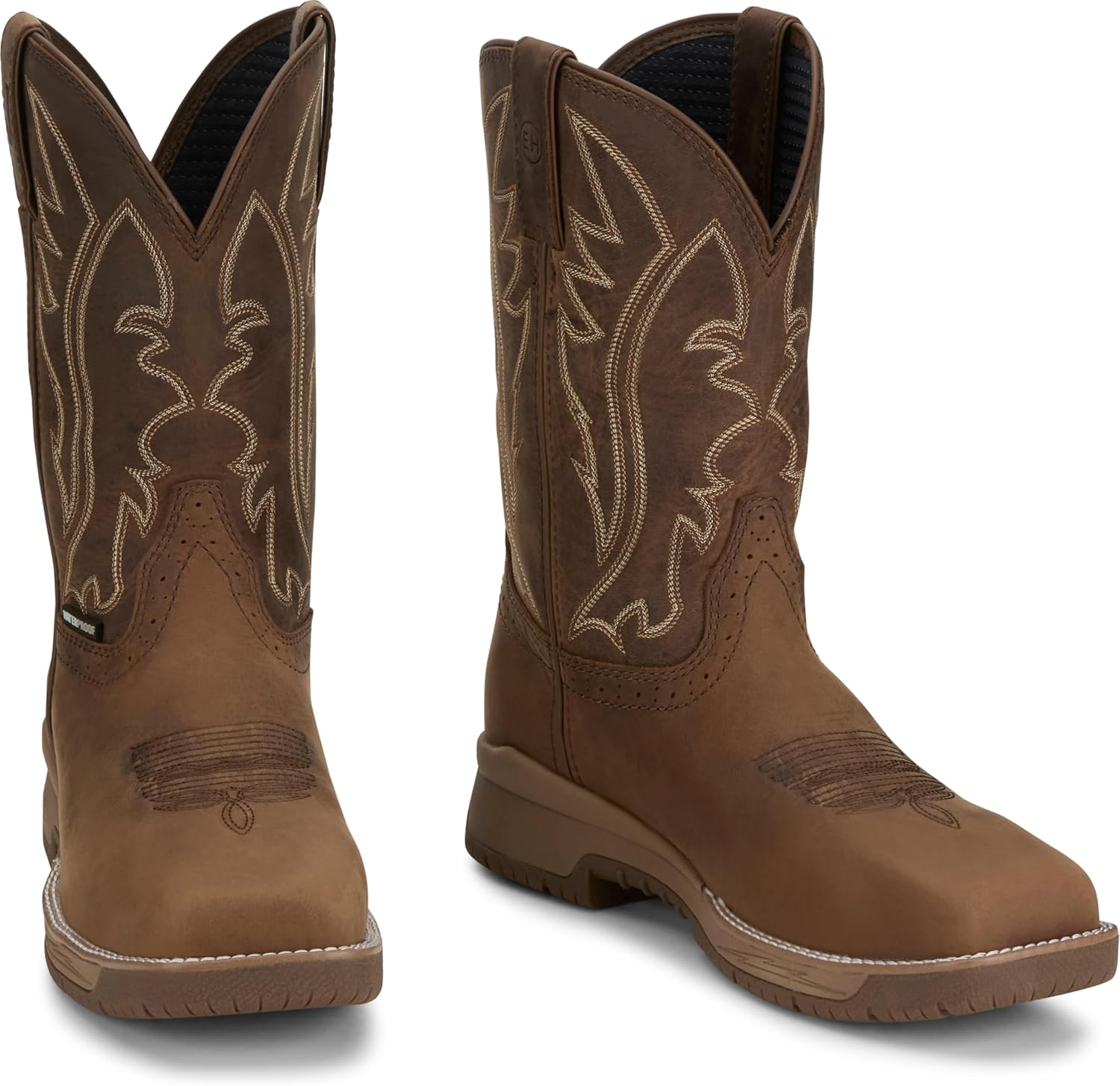 

Мужские ботинки Justin NiTread 11 Western - коллекция Commander - с квадратным носком, из цельнозерновой кожи, с комфортной стелькой и маслостойкой, противоскользящей подошвой, Taupe