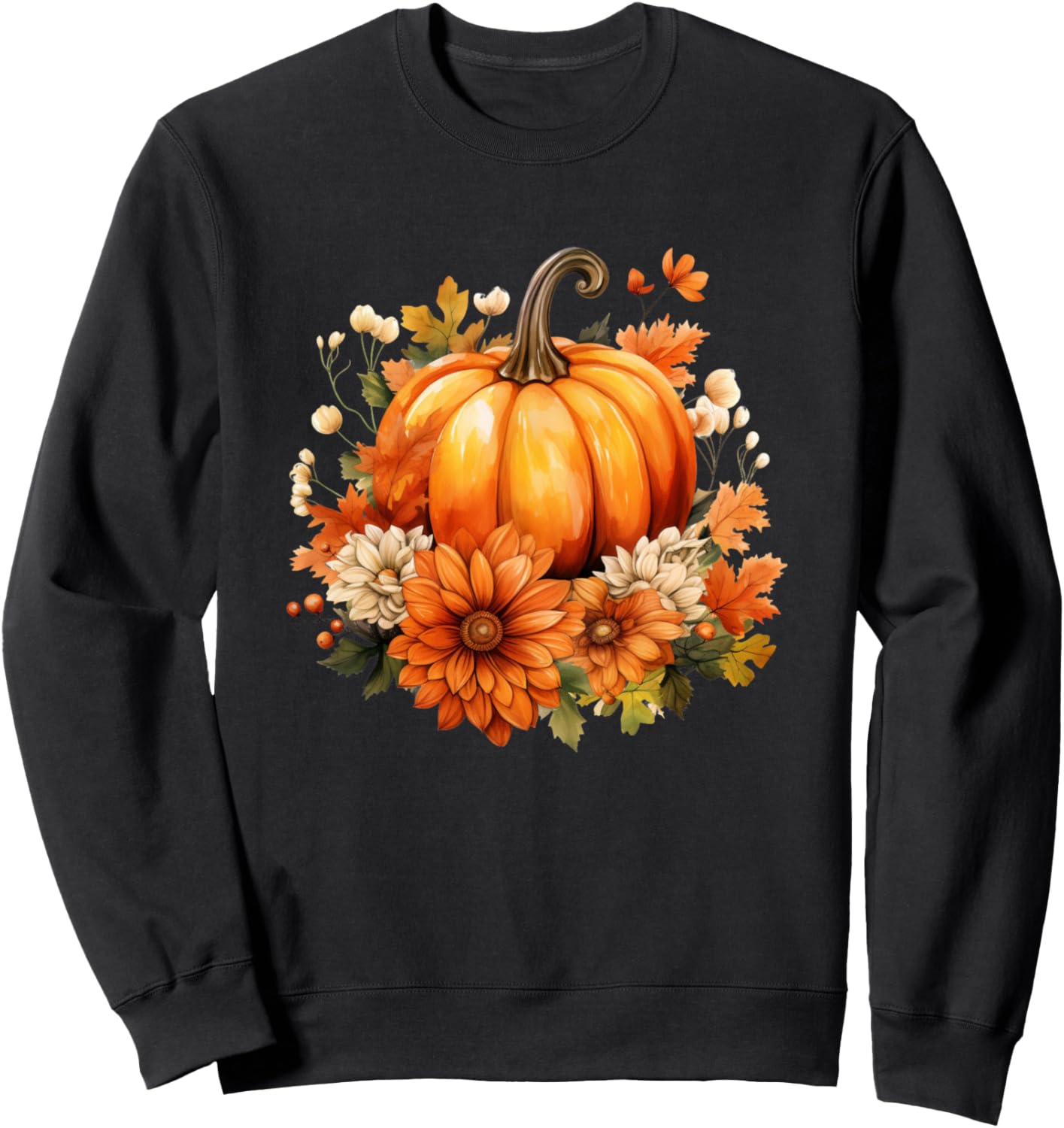 

Толстовка с осенними цветами и тыквами Pumpkin With Fall Flower, черный