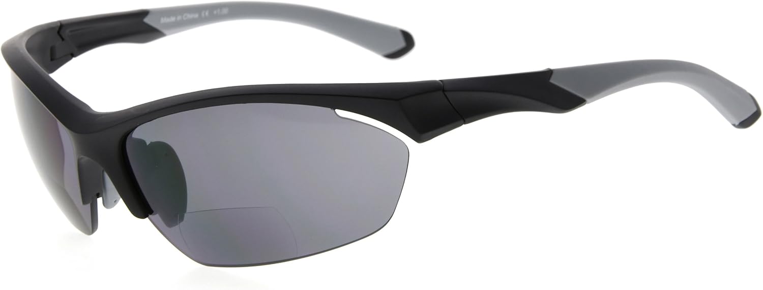 

Спортивные бифокальные солнцезащитные очки Eyekepper TR90 для бейсбола, бега, рыбалки, вождения, гольфа, софтбола, походов, чтения под солнцем, Sg902 Black Frame/Grey Arm