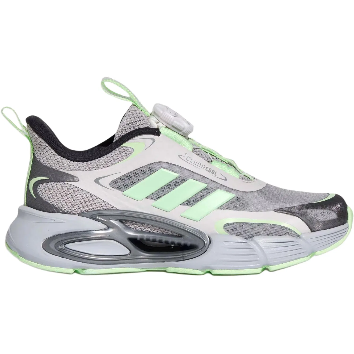 Кроссовки для бега Climacool Slip Resistant, Abrasion Resistant, Rebound Low top серо-зеленые детские Adidas, Gray Green — фото 3