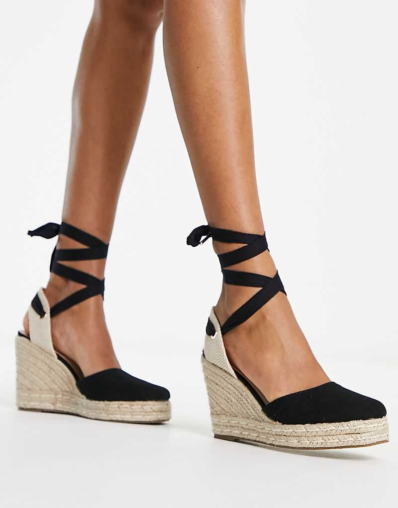 

Schuh - Venus - Черные эспадрильи с закрытым носком и танкеткой