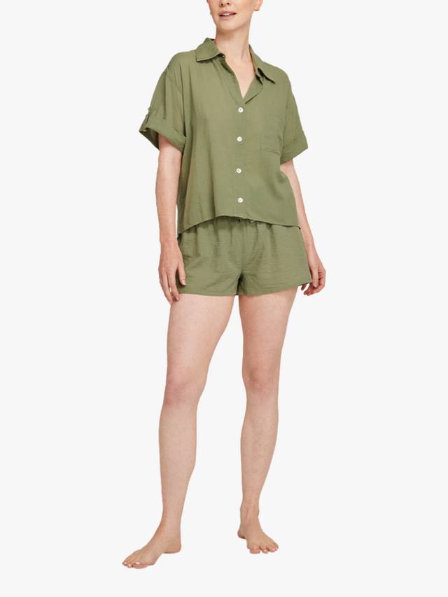 

Органическая хлопковая укороченная ночная сорочка Nudea, Olive Green