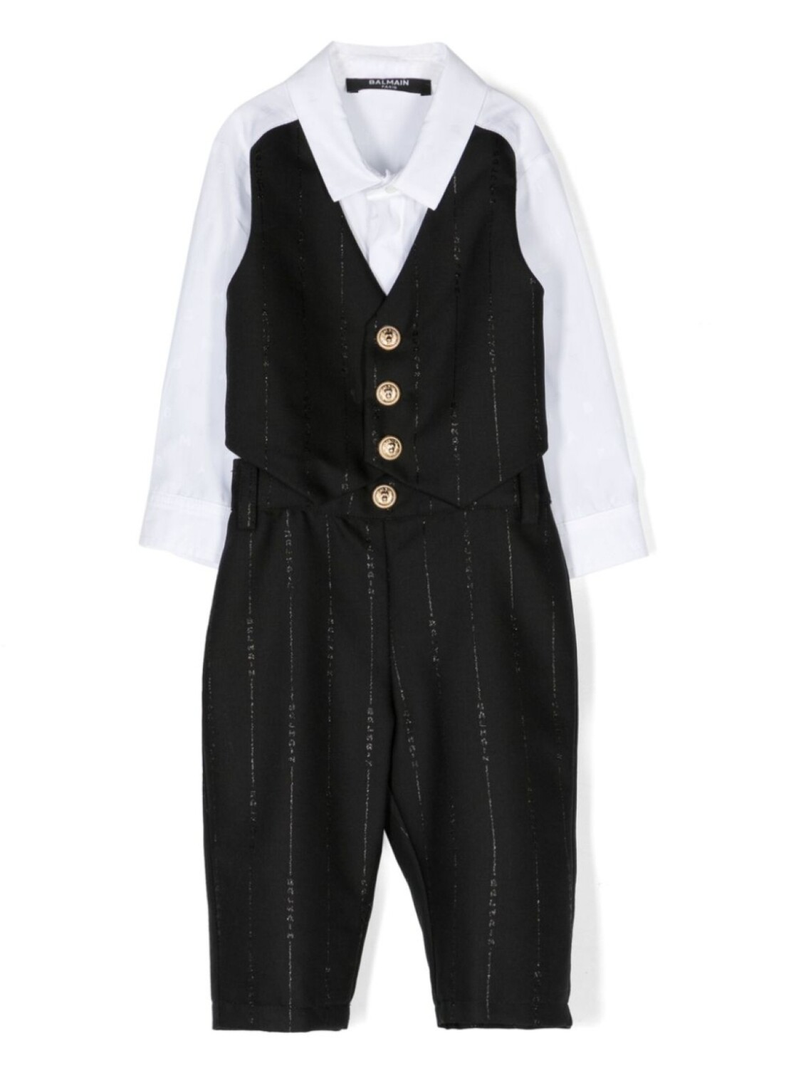 

Balmain Kids костюм с эффектом тромплей, черный