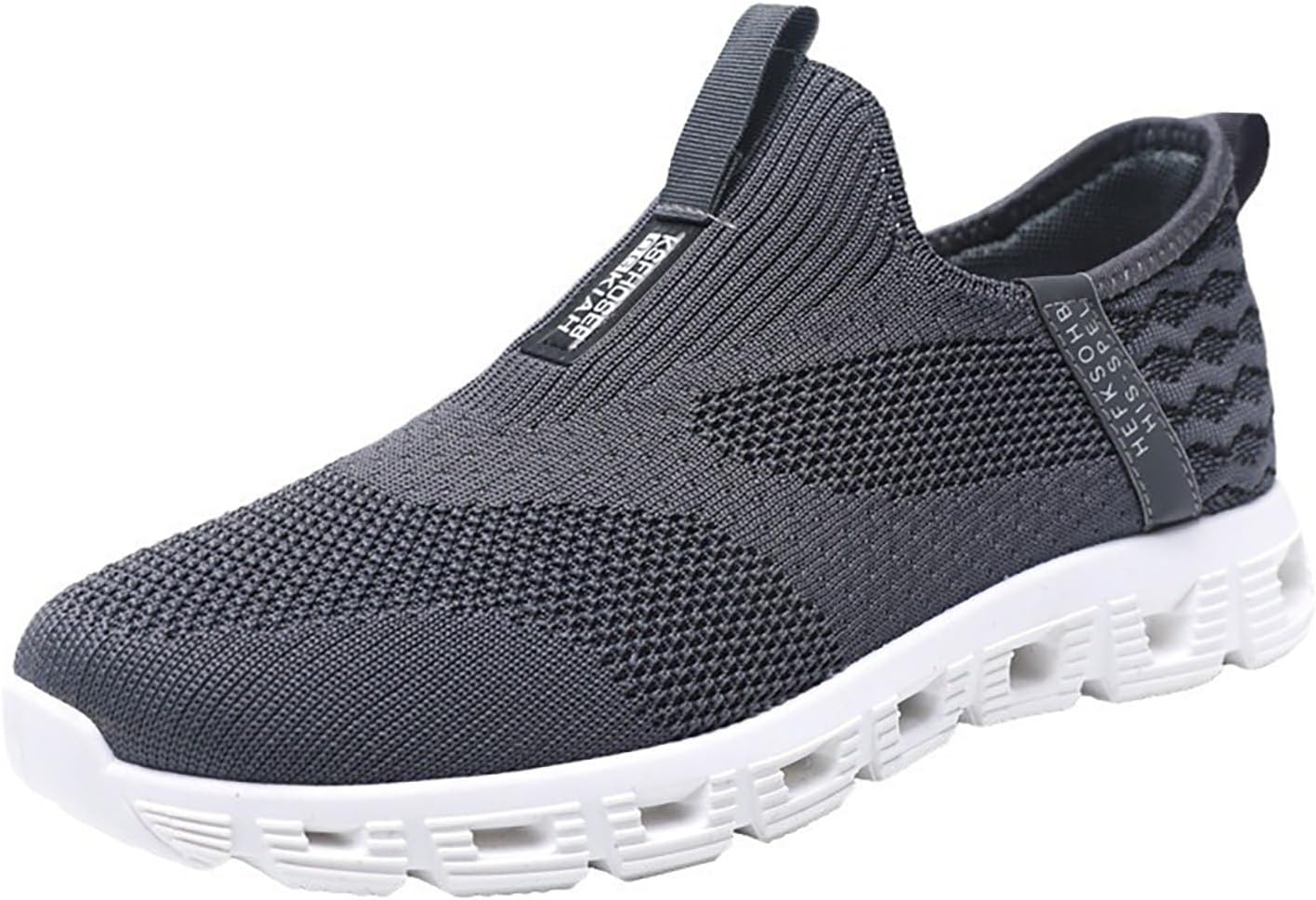 

Мужские слипоны для ходьбы, повседневные и нарядные, с супинатором из памяти формы, дышащие, с сеткой, модные кроссовки, нескользящие, для путешествий, бега и спорта Generic, серый