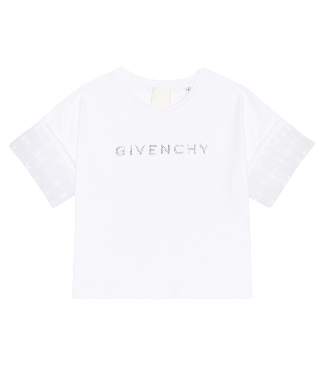 

Хлопковая футболка с оборками Givenchy Kids, белый