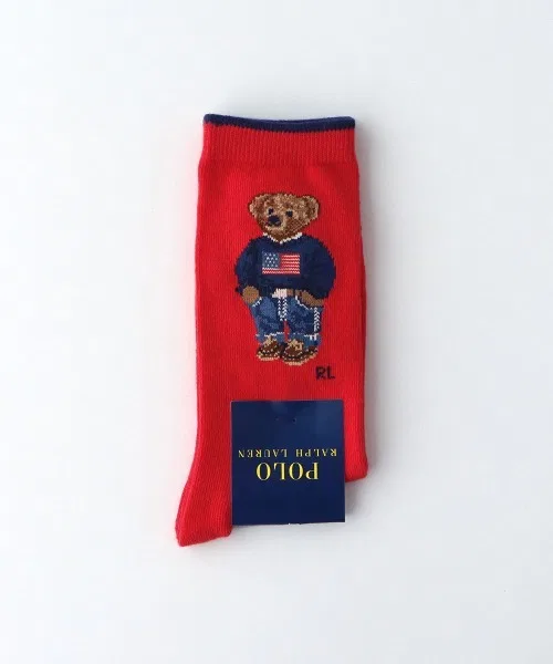 Носки POLO RALPH LAUREN с дизайном медведя в джинсах, органический хлопок, белый — фото 4