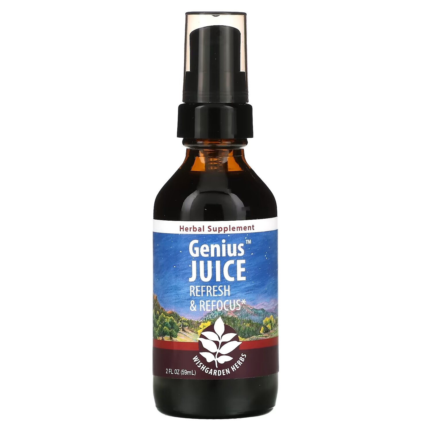 

Растительная добавка WishGarden Herbs Genius Juice Refresh & Refocus, 59 мл