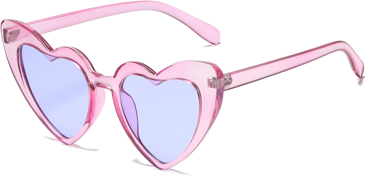 

Солнцезащитные очки в форме сердца для женщин, модные солнцезащитные очки «кошачий глаз» в форме сердца, винтажные, милые, ретро, ​​симпатичные солнцезащитные очки YOSHYA, Clear Purple / Purple