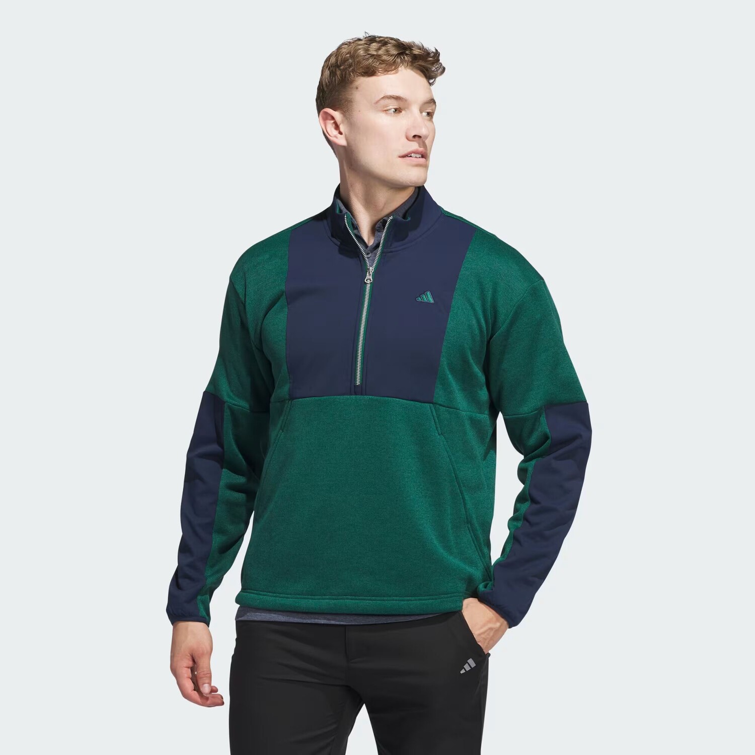 

Пуловер Go-to Dwr Hybrid на молнии до половины длины Adidas, цвет Collegiate Green/Collegiate Navy