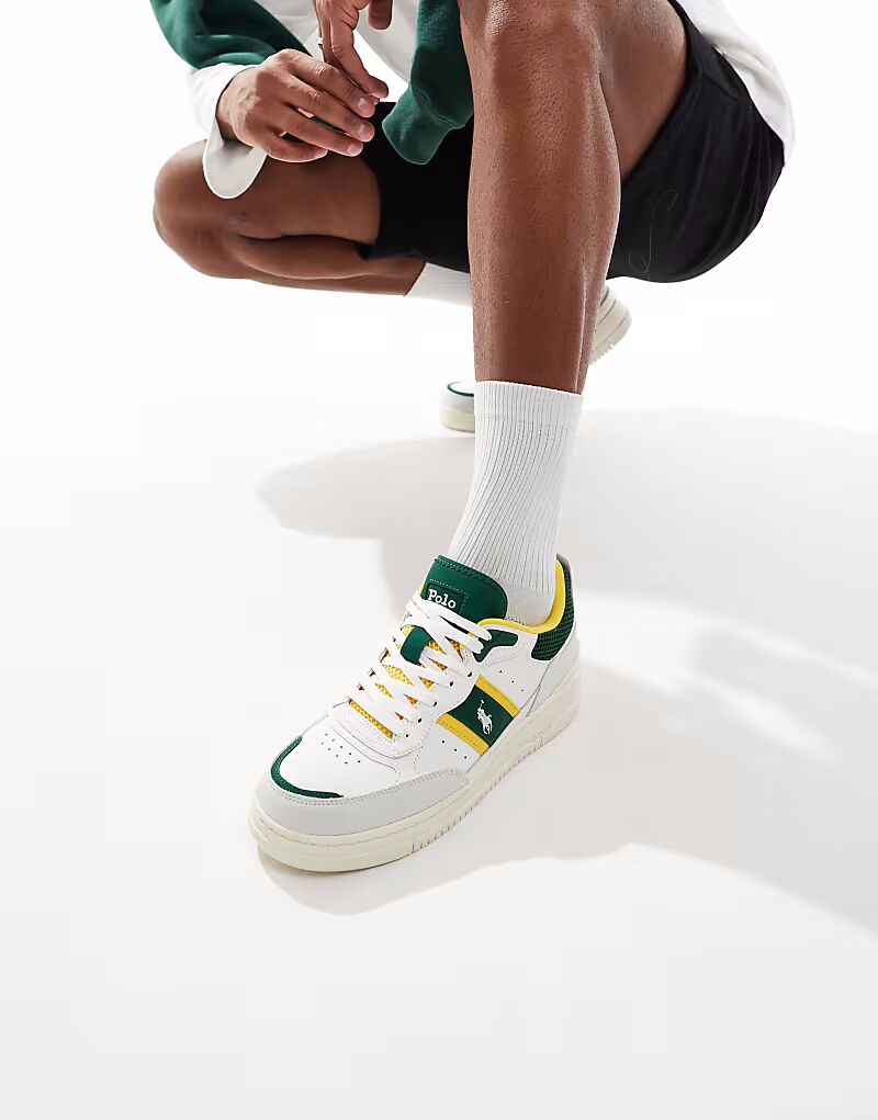 

Кроссовки Polo Ralph Lauren Masters Sport 125 в кремово-белом, зеленом и желтом цветах