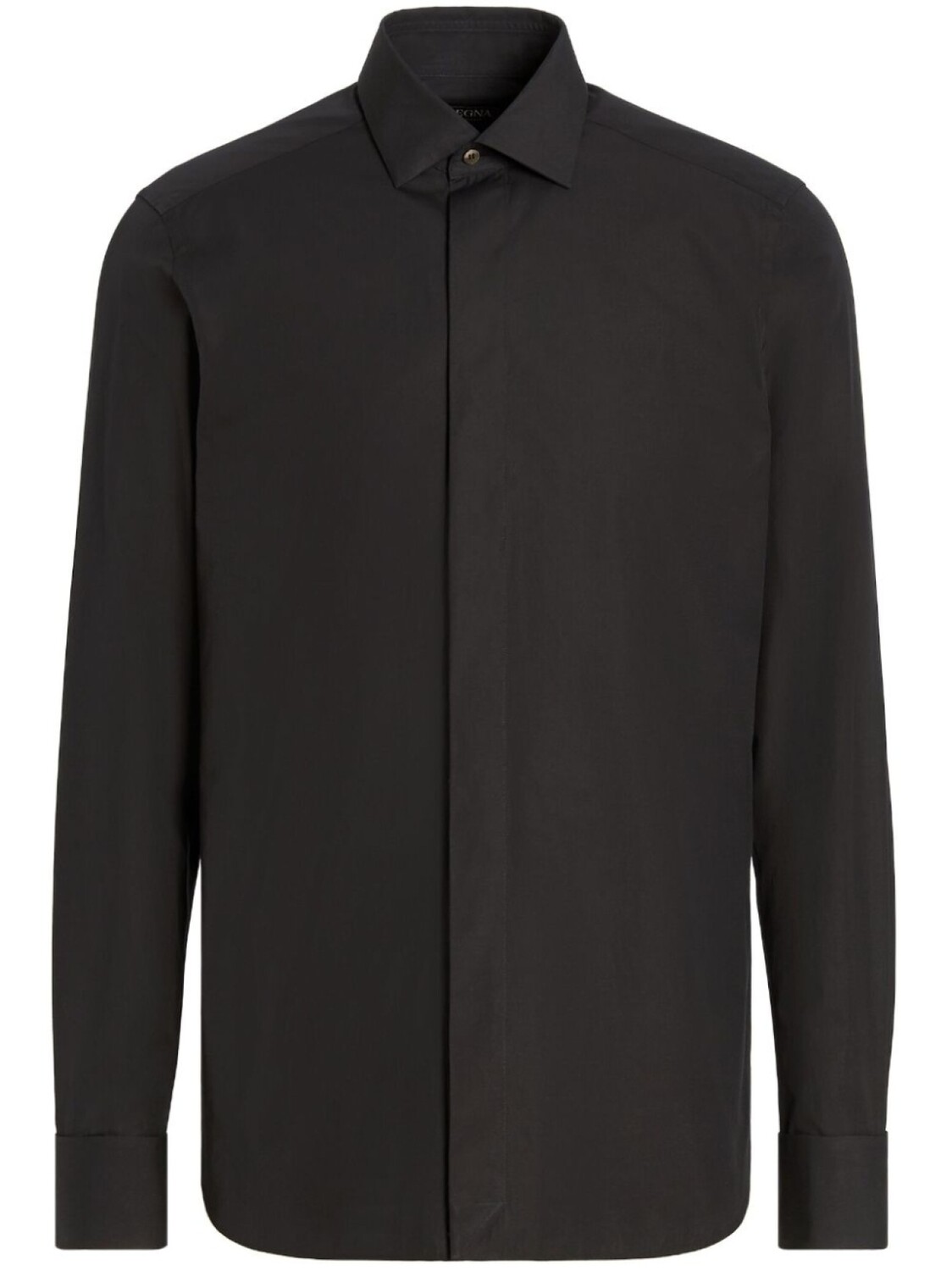 

Zegna cotton-mulberry silk long-sleve shirt, черный