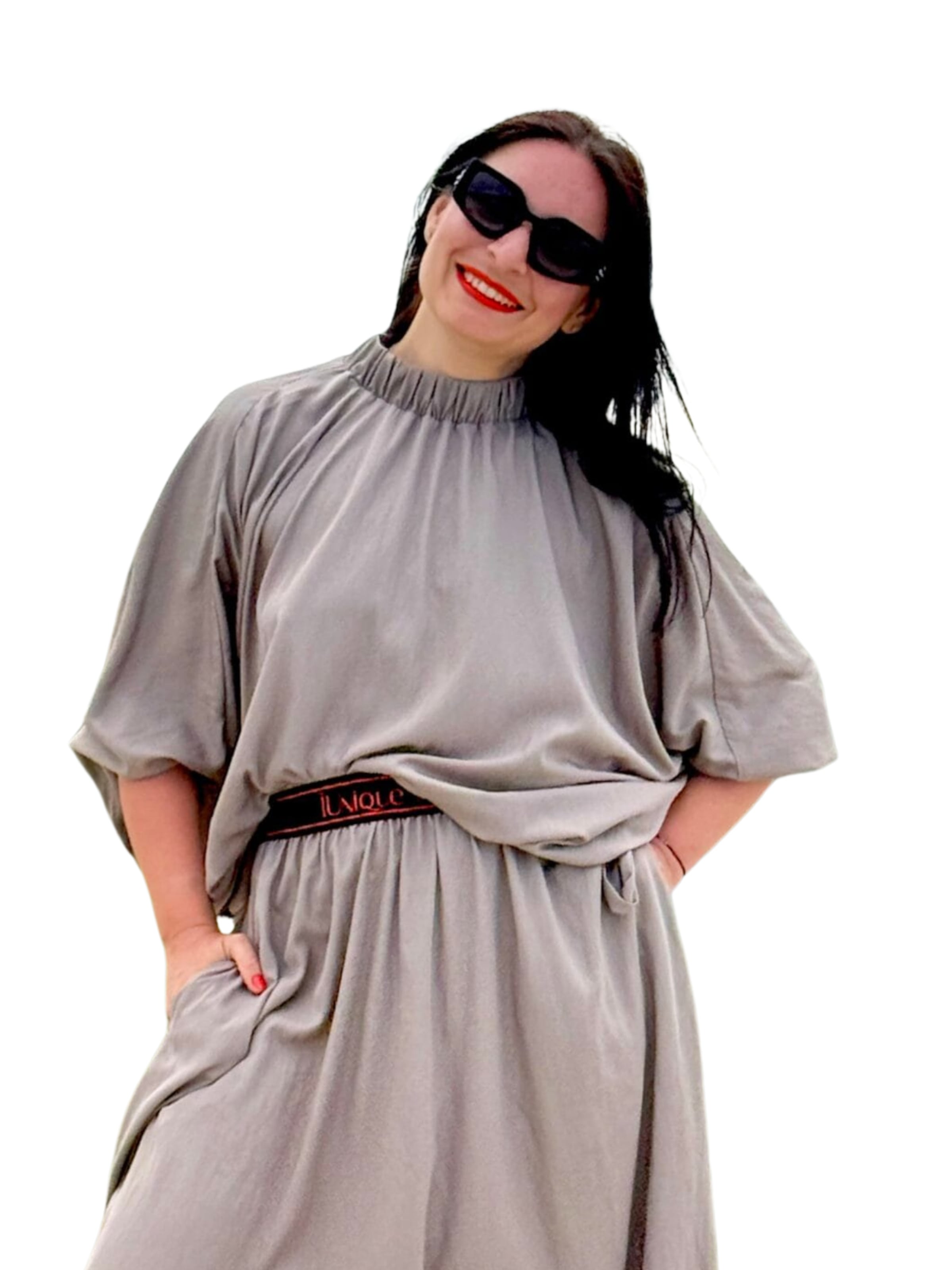 

IUnique Блузка 'Kimono Блуза' в сером цвете