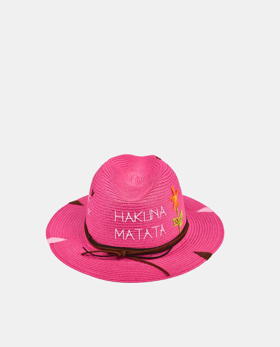 

Соломенная шляпа с посланием The hat gang, розовый