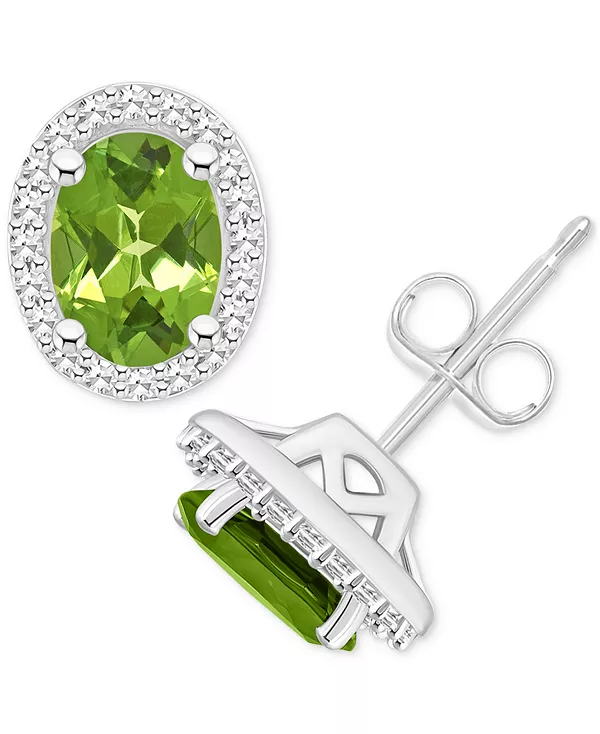 

Серьги-Гвоздики с ореолом из серебра 925 пробы с аметистами (1-5/8 карата) и бриллиантами (1/5 карата) (также с цитринами, гранатами, перидотами и голубыми топазами) Macy'S, peridot