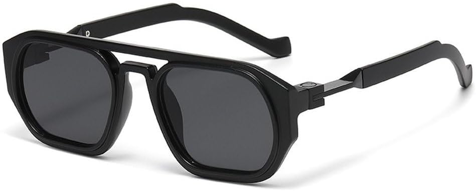 

Ретро-солнцезащитные очки с многоугольными квадратными двойными перемычками для женщин, защита от УФ-излучения UV400, модные прозрачные градиентные линзы, трендовая оправа для мужчин SKFGNX, Matte Black Gray