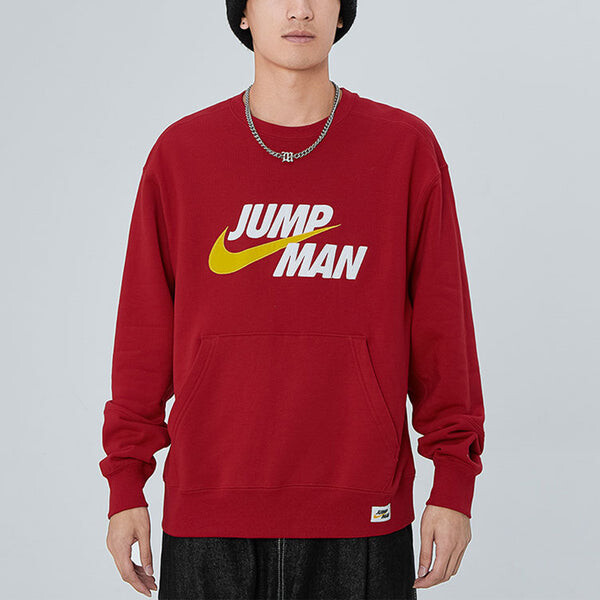 Толстовка Men's Air Jordan Casual Sports Alphabet Printing Round Neck Pullover Red, красный — фото 3