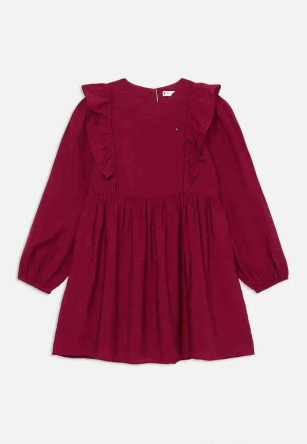 Праздничное платье а-силуэта с длинными рукавами и оборками Tommy Hilfiger, Lavish Cerise