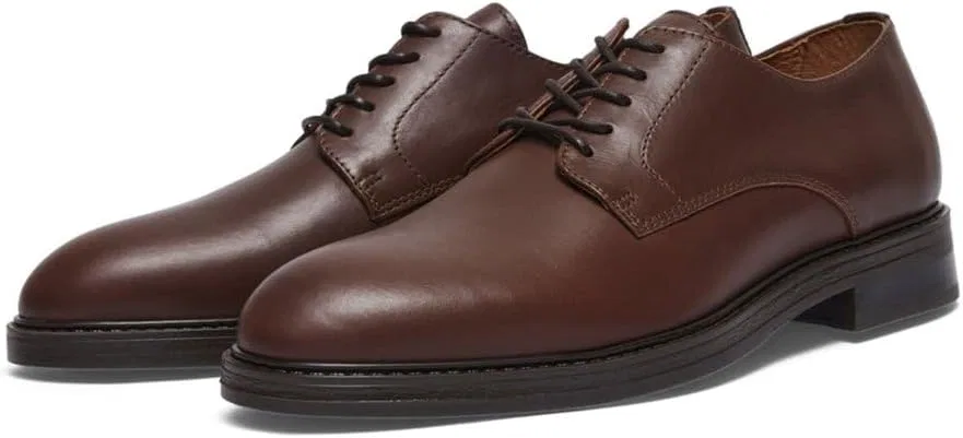 Выбранные мужские кожаные туфли-дерби Slhblake Noos Derbyschuhe SELECTED HOMME, Demitasse