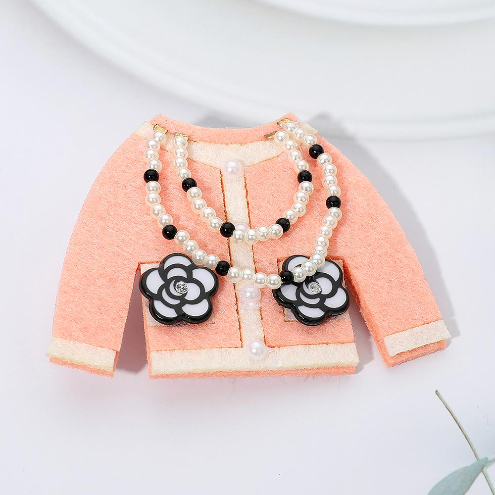 

Жемчужное ожерелье с цветочным дизайном, шикарная брошь-заколка для волос на пиджаке Fashnzfab, персиковый