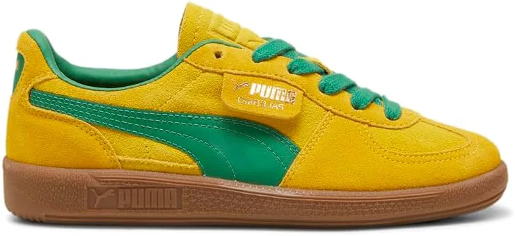 Детские кроссовки PUMA Palermo на шнуровке для мальчиков - синие, повседневные, желтый/зеленый — фото 3