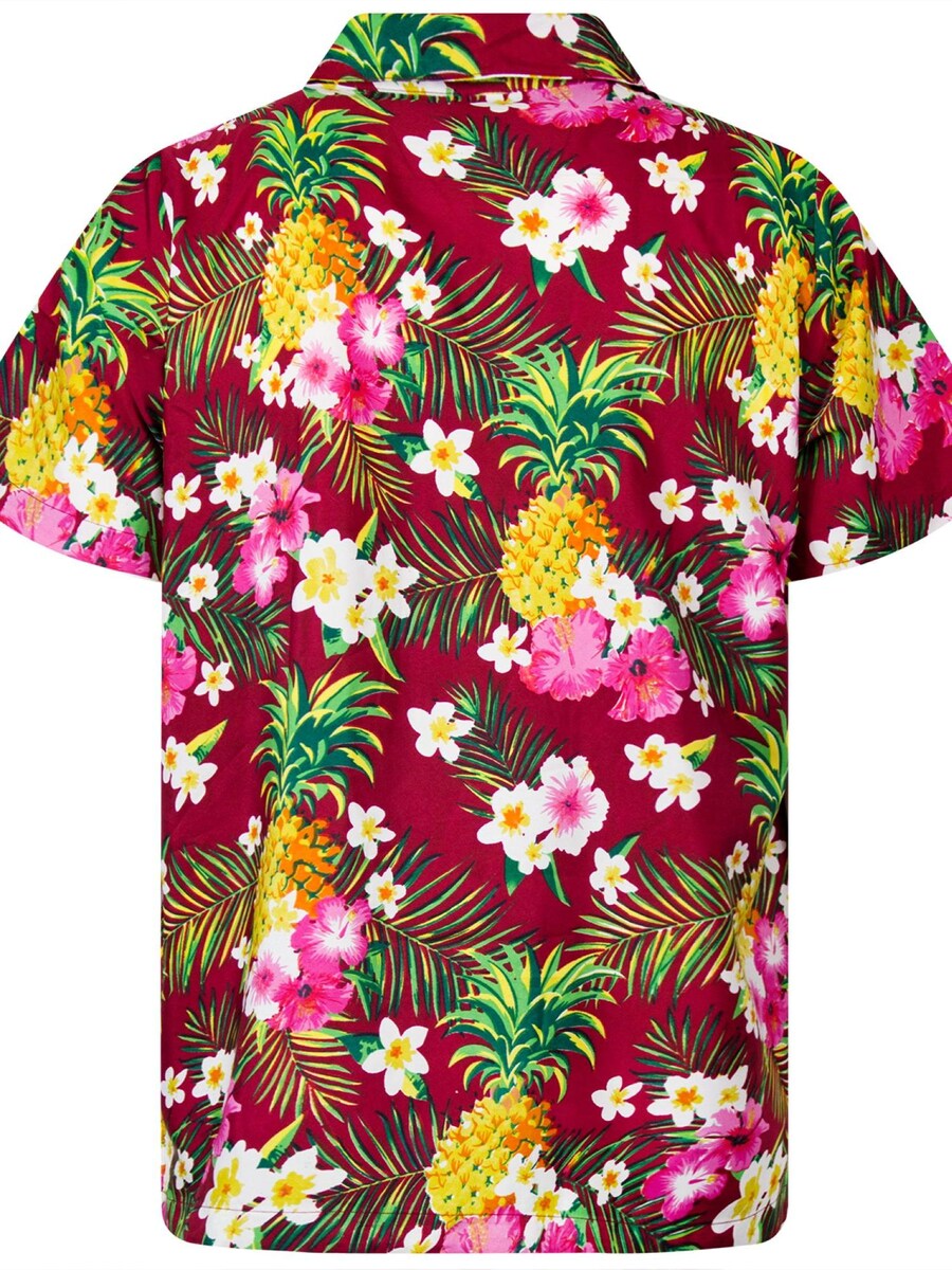 Рубашка на пуговицах классического кроя King Kameha Pineapple Flowers, красный — фото 2