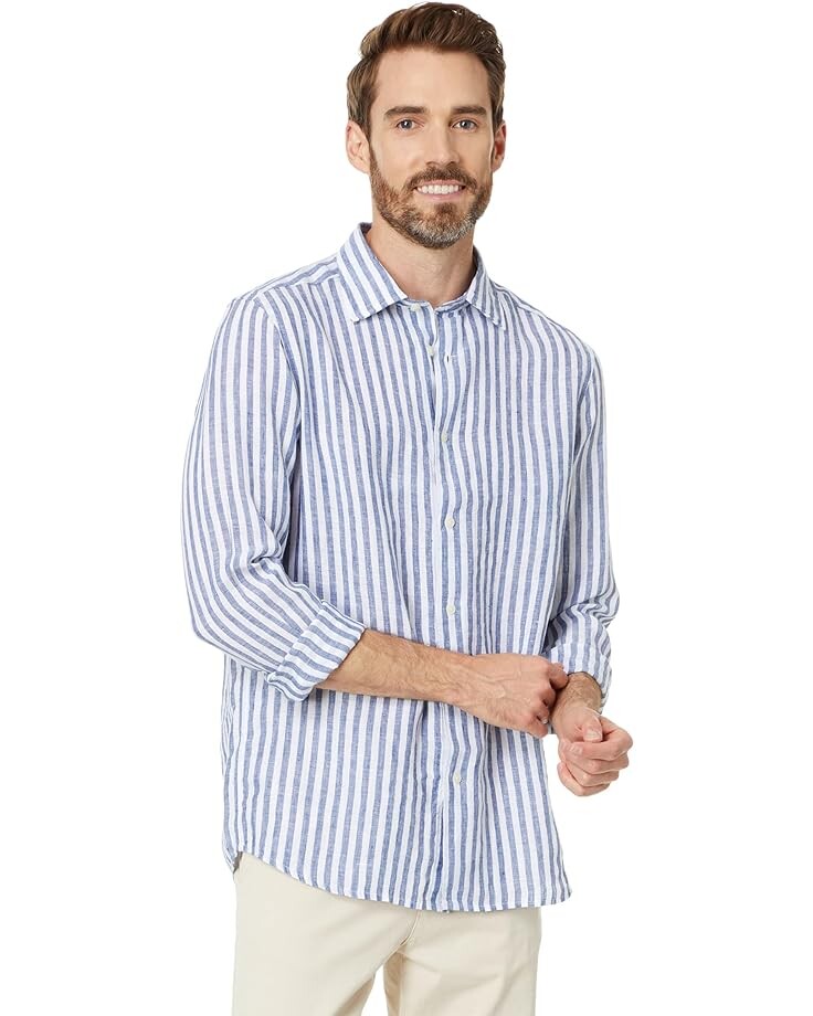 

Рубашка Vineyard Vines Stripe Linen Tisbury Shirt, цвет Stripe Blue Bay 37