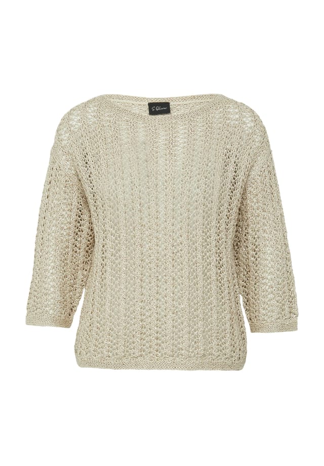 

Вязаный свитер с рукавами 3/4 и пайетками S.Oliver Black Label, коричневый