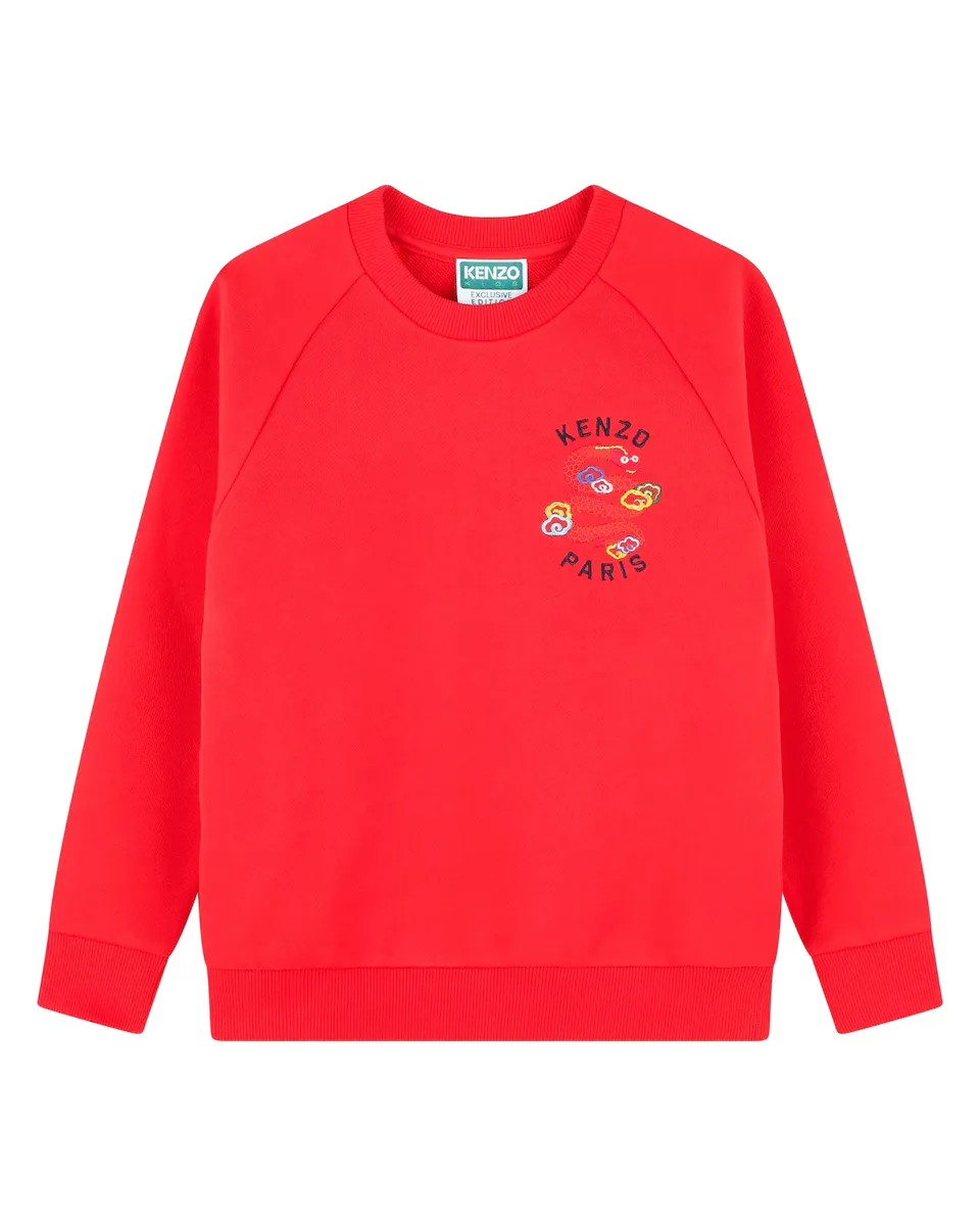 

Хлопковый свитшот с вышивкой Kenzo Kids, красный