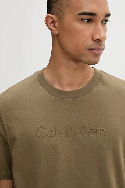 Футболка хлопковая мужская Calvin Klein, зеленый — фото 4
