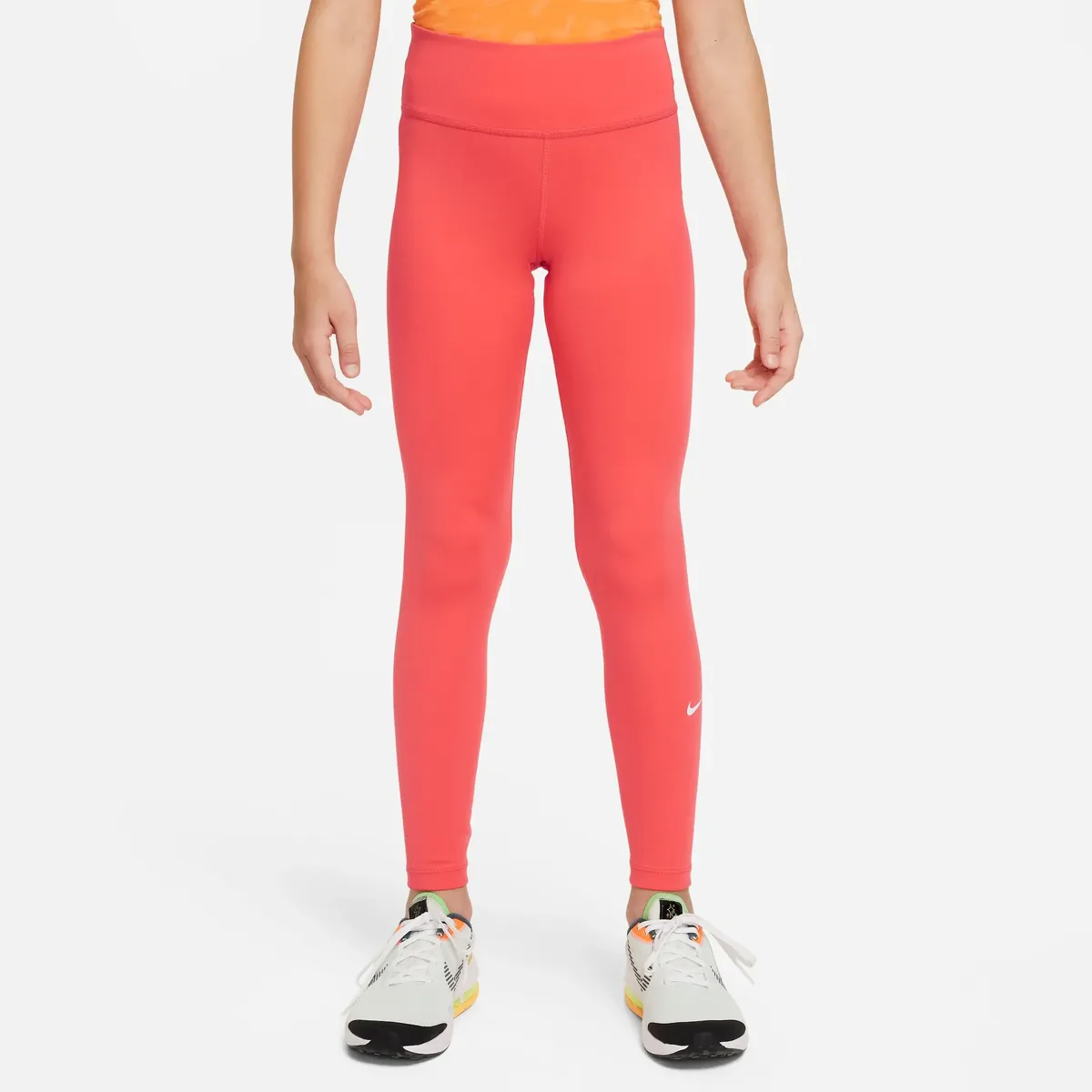 

Тренировочные тайтсы Nike "DRI-FIT ONE BIG KIDS (GIRLS') LEGGINGS", цвет Ember Glow/White