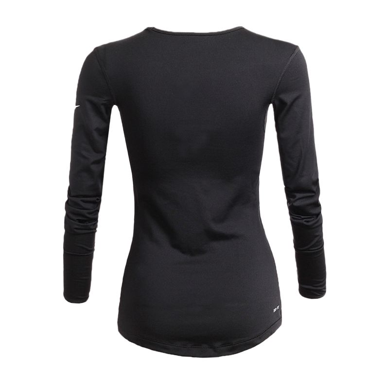 Nike Женская трикотажная рубашка Dri Fit черного цвета с круглым вырезом средней высоты — фото 3