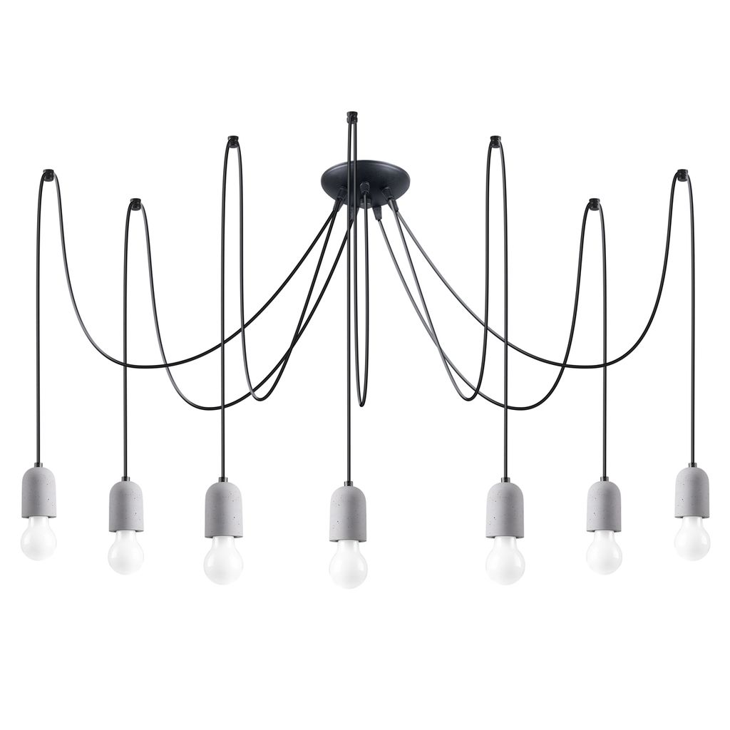 

Люстра NESO 7 7xE27 15Вт ПВХ, бетон 115х100х100см Sollux Lighting, мультиколор