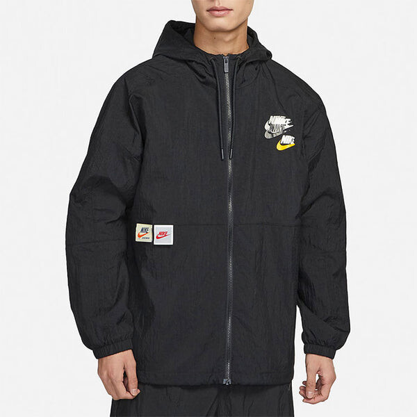 Куртка Men's Nike Sportswear Lightweight Back Printing Breathable Athleisure Casual Sports Woven Jacket Autumn Black, мультиколор — фото 4