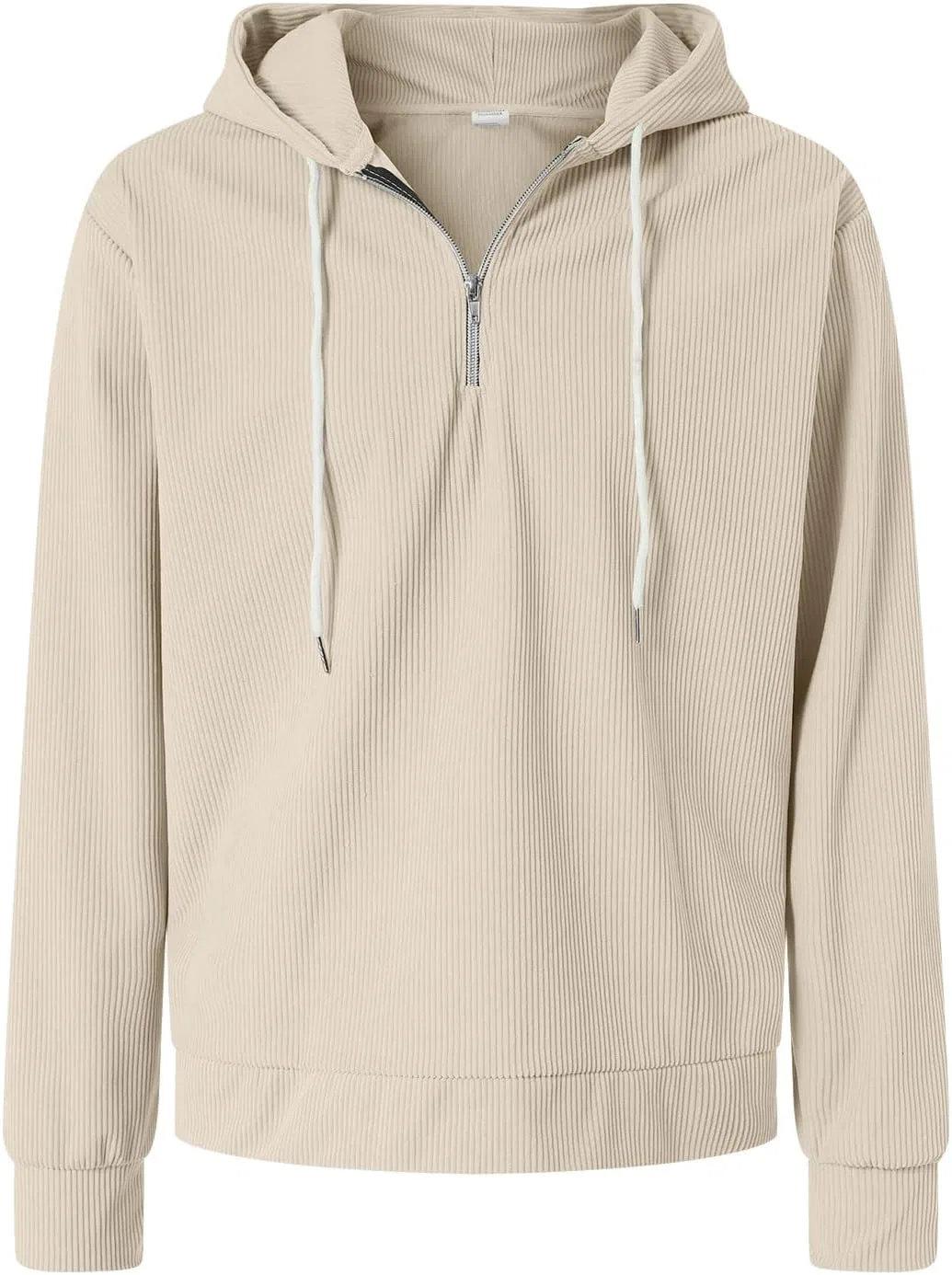 Мужская толстовка на молнии с капюшоном, вафельная, бренд Generic, цвет Beige — фото 4