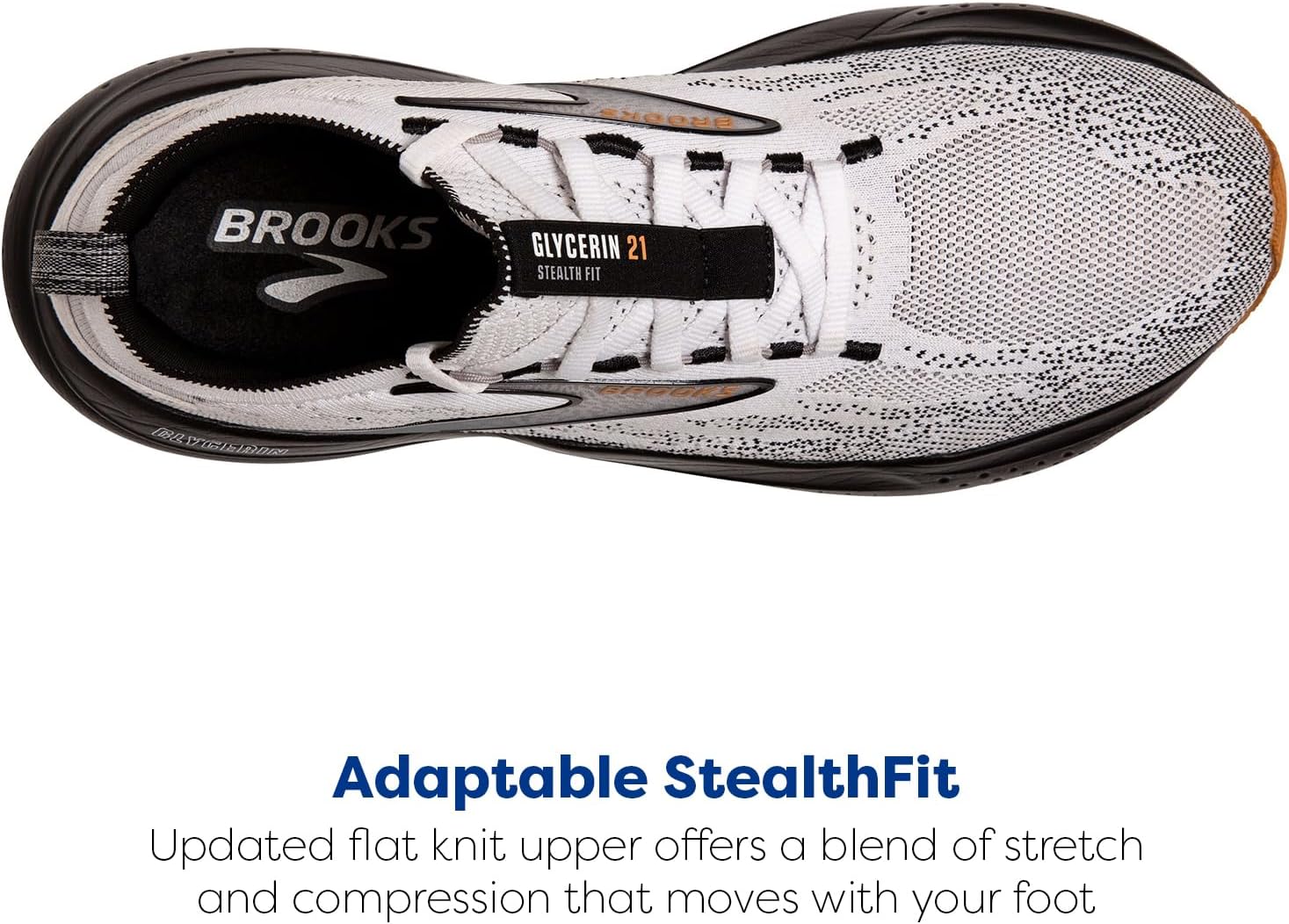 Мужские кроссовки Brooks Glycerin Stealthfit 21 нейтральные для бега, белый/черный/серый — фото 4