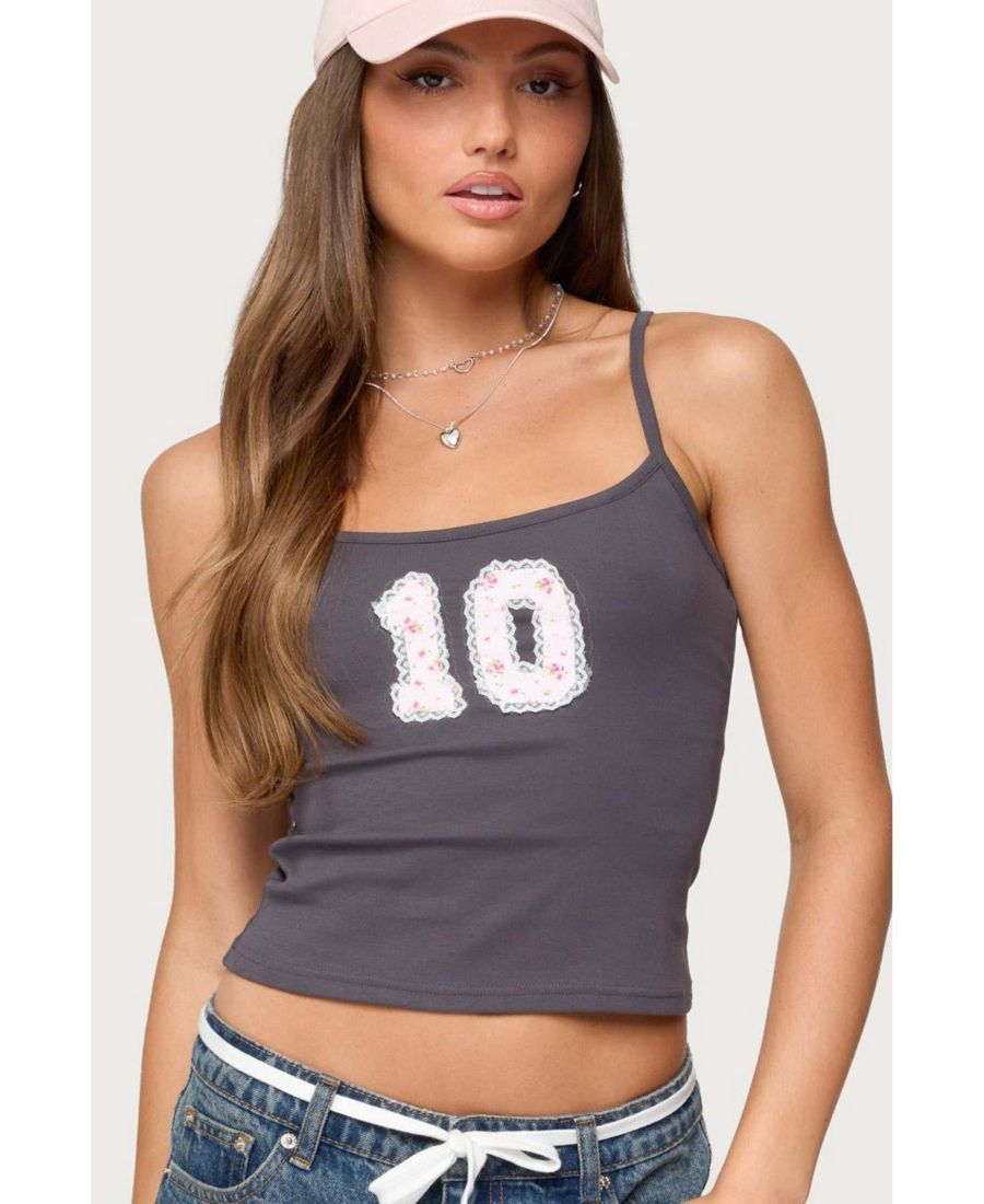 

Женская майка с цветочным кружевом, размер 10 Edikted, Dark-gray