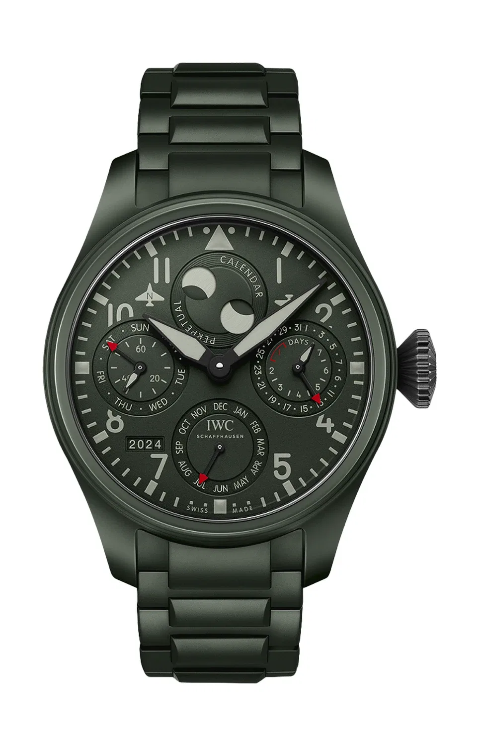 БОЛЬШИЕ ПИЛОТСКИЕ ЧАСЫ С ВЕЧНЫМ КАЛЕНДАРЕМ TOP GUN WOODLAND - IW503101 IWC SCHAFFHAUSEN, черный
