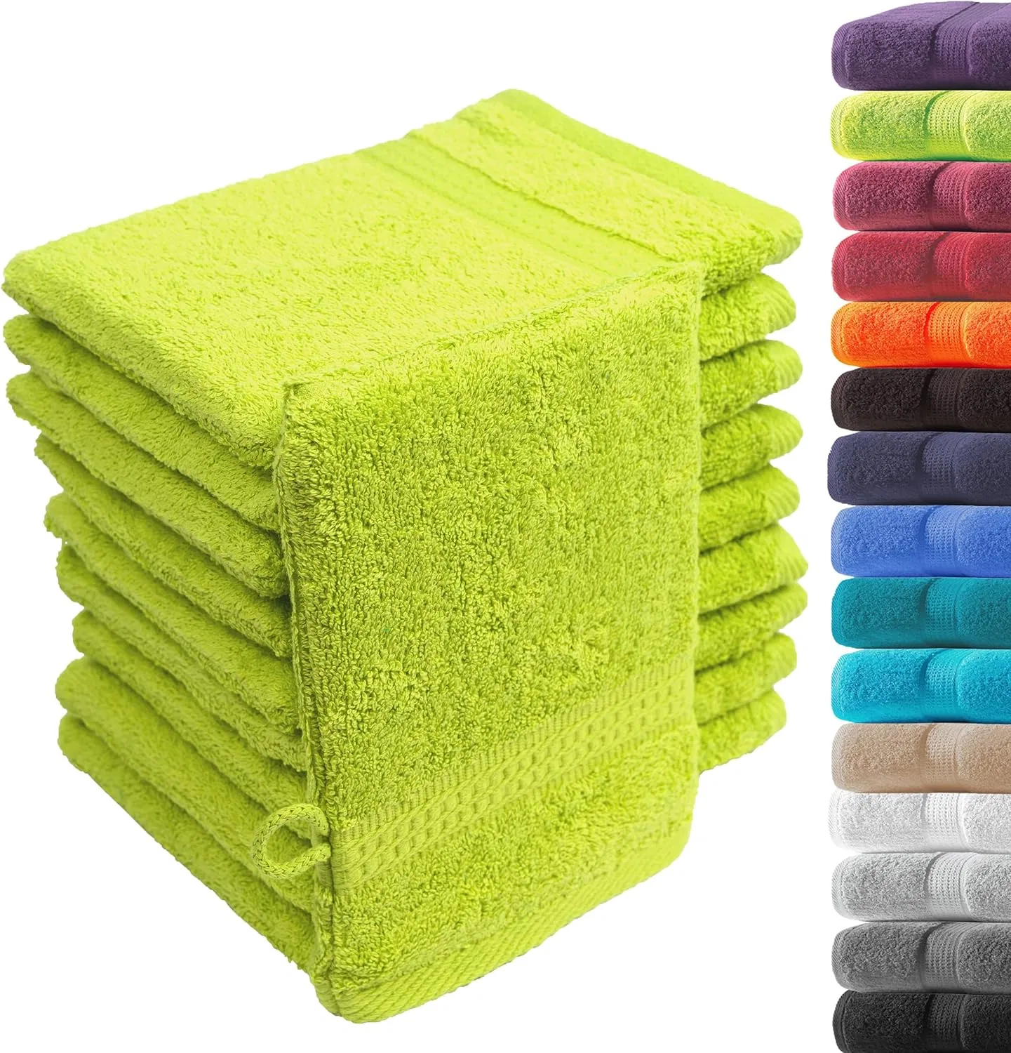 Набор из 10 махровых мочалок Loomiva Premium, 16 x 21 см (яблочно-зеленый) Generisch, Apple Green