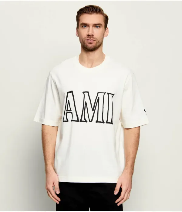 Футболка relaxed fit Ami Paris, кремовый
