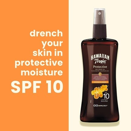 Защитный сухой масляный спрей Spf 10 с кокосом и папайей 200мл, Hawaiian Tropic — фото 2