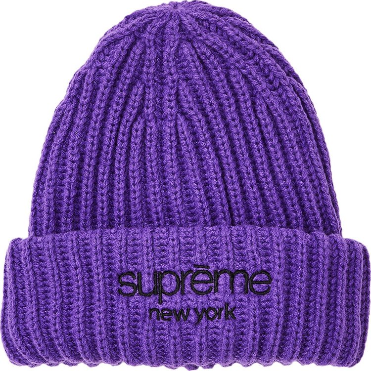 

Шапка Supreme Classic Logo Chunky Ribbed 'Purple', фиолетовый