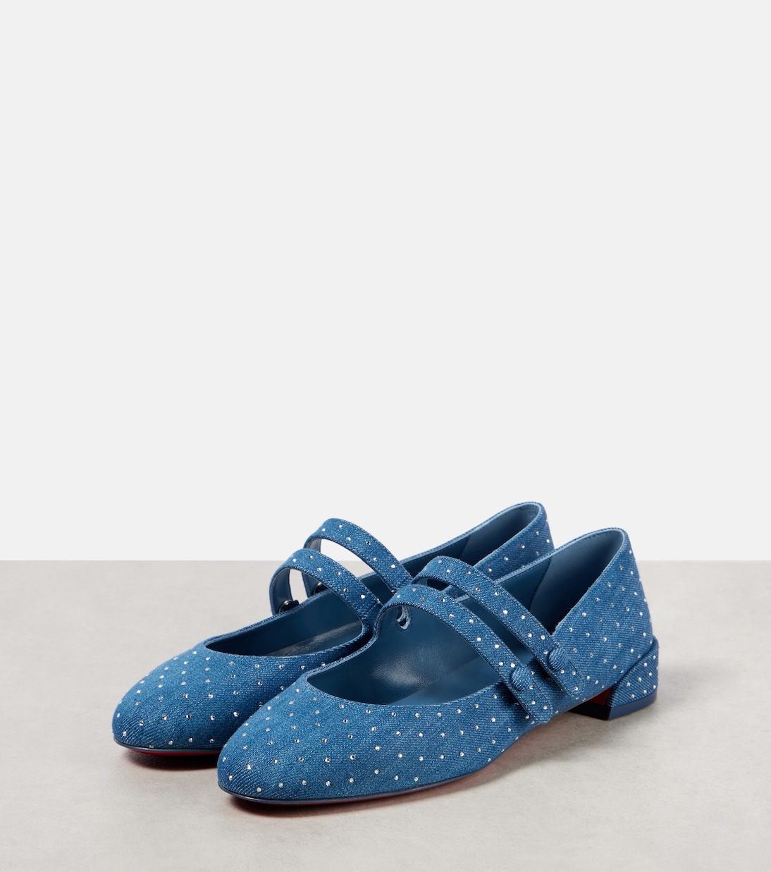 Sweet Jane декорированные балетки Mary Jane из денима Christian Louboutin, Blue/Cry Blue Shade/Lin Jeans — фото 4