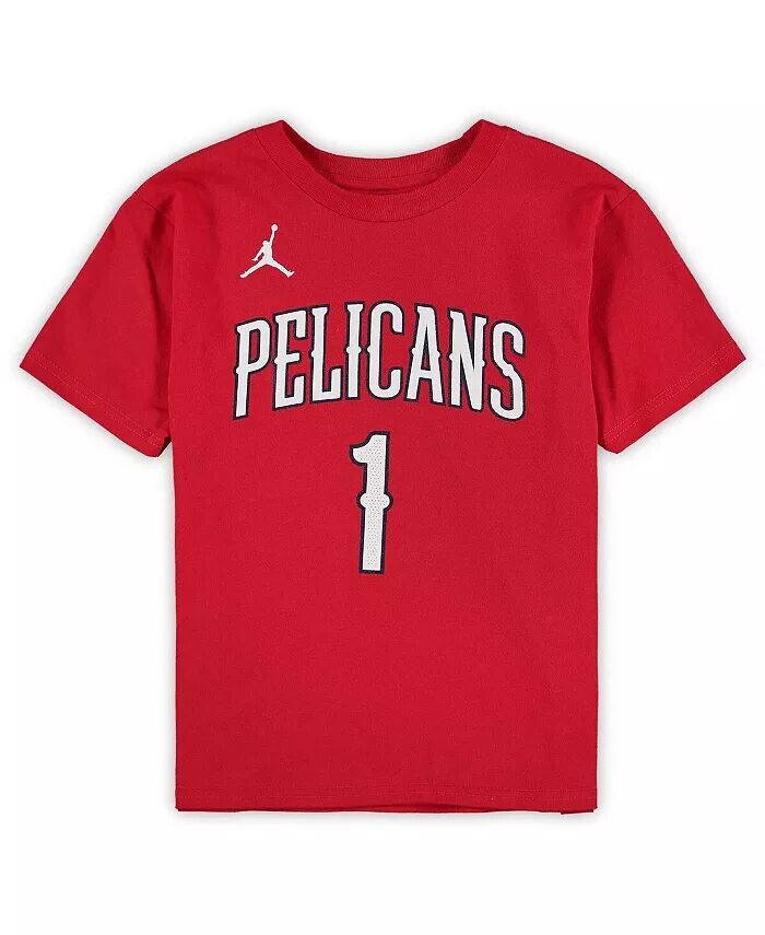 Красная футболка Zion Williamson New Orleans Pelicans Statement Edition для мальчиков и девочек дошкольного возраста с именем и номером Jordan — фото 3