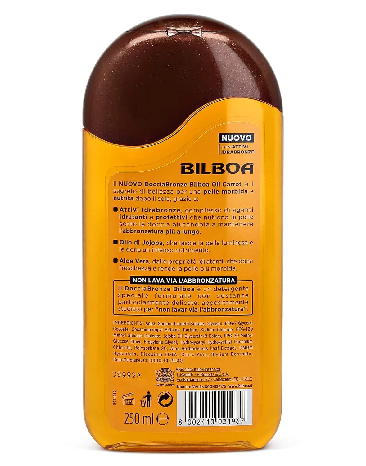 Гель-шампунь для душа Bilboa Docciabronze с морковным маслом, 250 мл Bilboa — фото 2