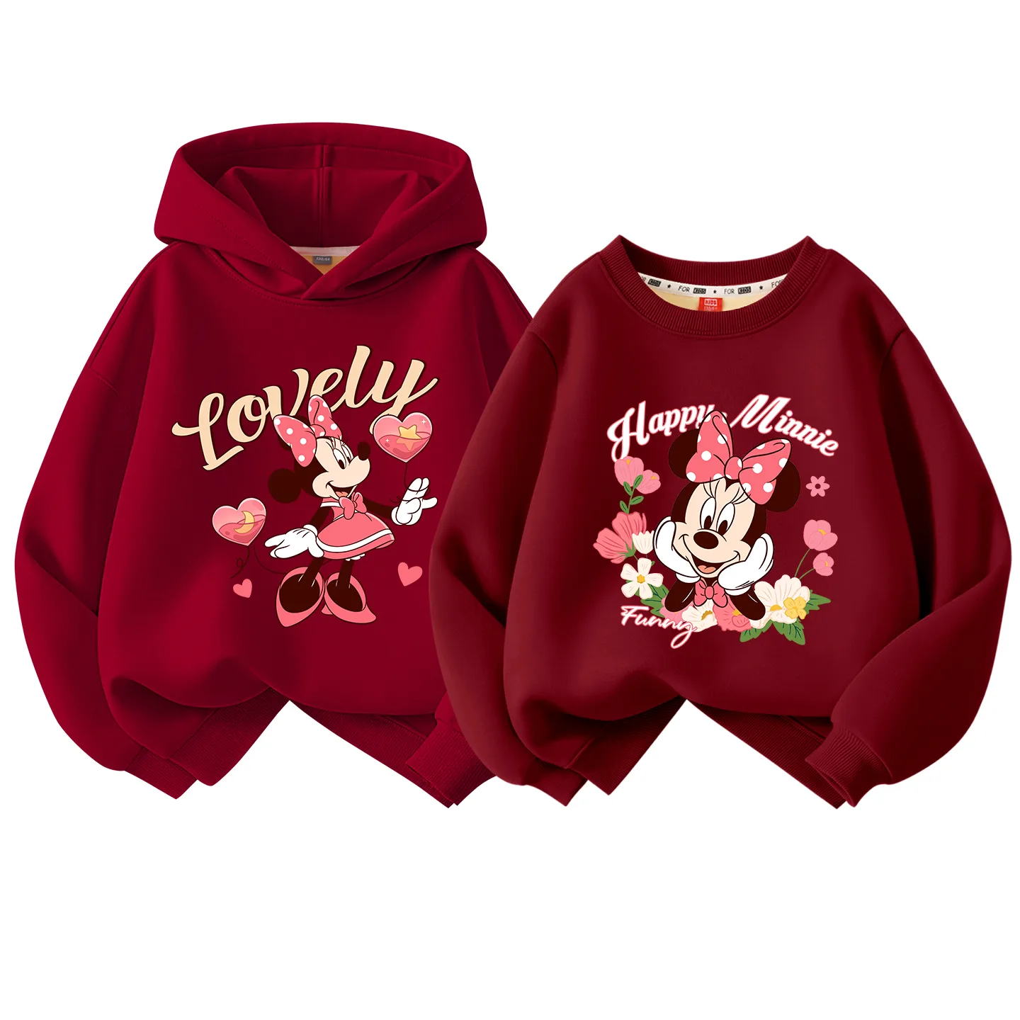 Детский худи утепленный Disney, [Thickened and Fleece-Lined]Di Duozhuang Burgundy+Di Duozhuang K Burgundy — фото 4