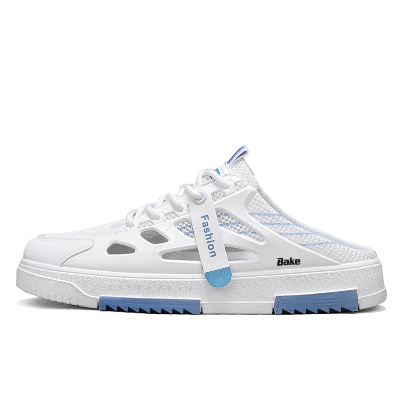 

BAKE Резиновая подошва ПВХ поливинилхлорид устойчивые к запаху противоскользящие закрытые тапочки мужские бело-серые, цвет White Gray